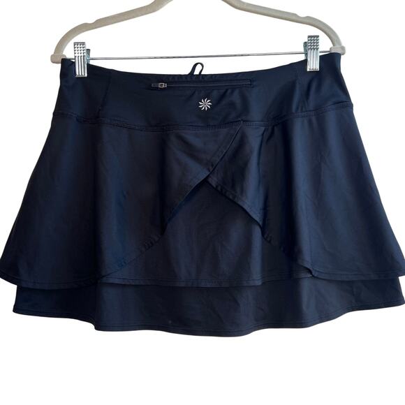 Athleta Black Tiered Swagger Skort Sz M Woman's Tennis Skirt - Picture 3 of 9